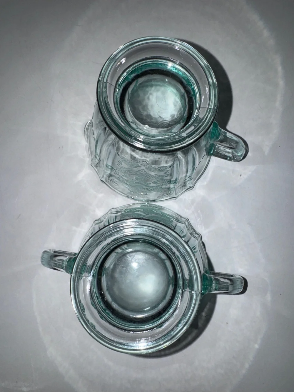 Indiana Glass Aqua Madrid Recollection Creamer and Sugar Set 3.25”